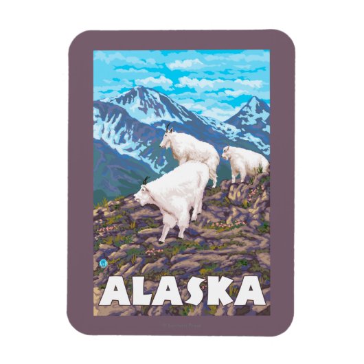 AlaskaMountain Goats Vintage Travel Poster Magneet (Verticaal)