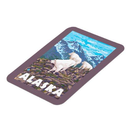 AlaskaMountain Goats Vintage Travel Poster Magneet (Linkerzijde)