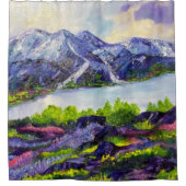 Alaskan Alpna Love Mountains and bloemen Douchegordijn (Voorkant)