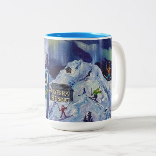 Alaskan Alyeska/Girdwood 15oz tweekleurige mok (Voorkant rechts)