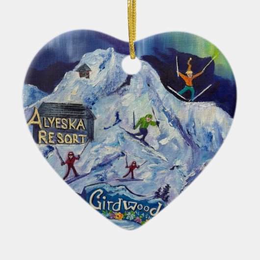 Alaskan Alyeska/Girdwood ceramisch ornament (Voorkant)
