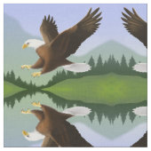 Alaskan Bald Eagle in Wilderness Fabric Stof (Close Up)
