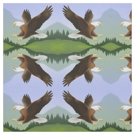 Alaskan Bald Eagle in Wilderness Fabric Stof (Swatch)