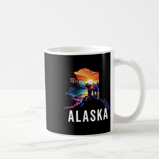 Alaskan Bear Animal Alaska Map Souvenirs Vacation  Koffiemok (Rechts)