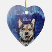 Alaskan Borealis Pup hart Keramisch Ornament_ALASK Ornament (Rechts)