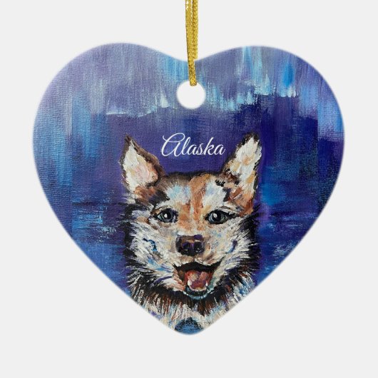Alaskan Borealis Pup hart Keramisch Ornament_ALASK Ornament (Voorkant)