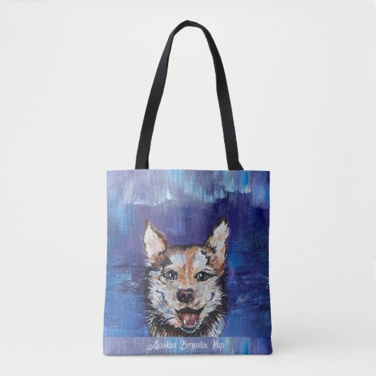 Alaskan Borealis Pup Tote Bag (Voorkant)