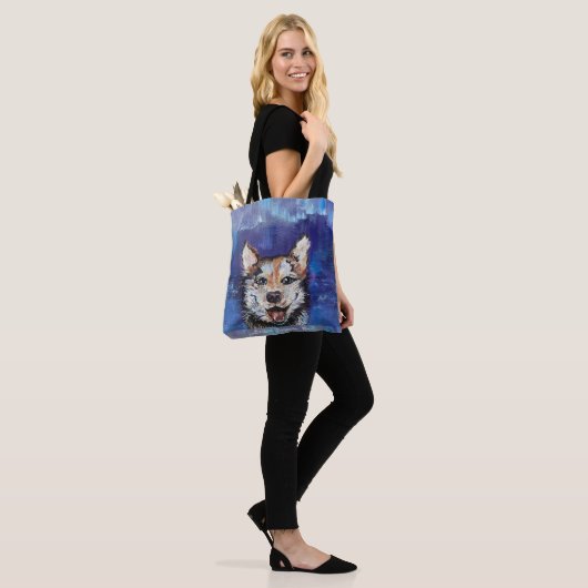 Alaskan Borealis Pup Tote Bag (Op model)