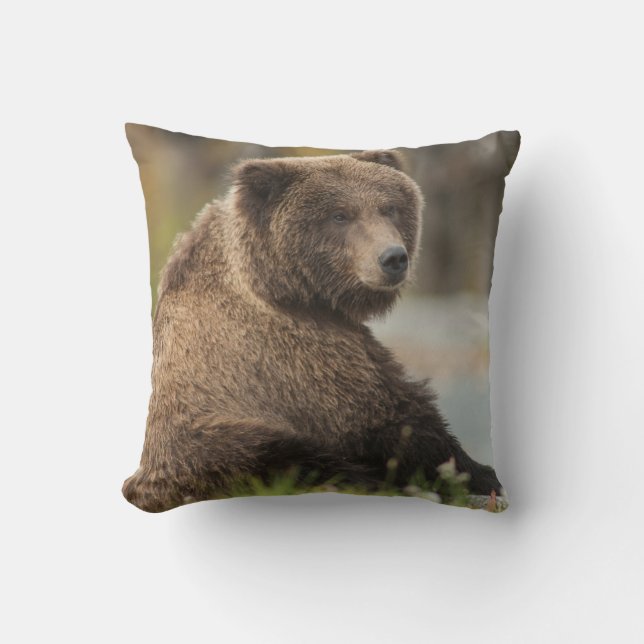 Alaskan Brown Beer Sitting Pillow Kussen (Voorkant)