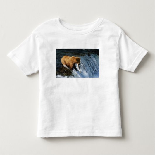 Alaskan Brown Beer vangt zalm in Brooks Kinder Shirts (Voorkant)