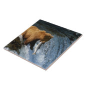 Alaskan Brown Beer vangt zalm in Brooks Tegeltje (Zijkant)