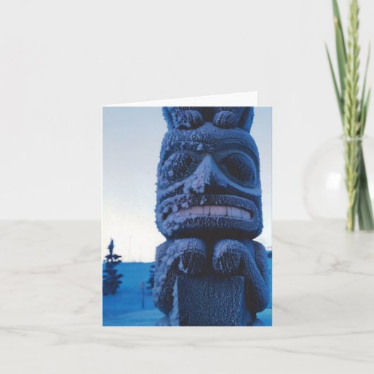 Alaskan Carved Totempole Winter Scene Folded Kaart (Voorkant)