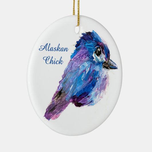 Alaskan Chick-keramisch ornament met QR_no-deksel (Rechts)