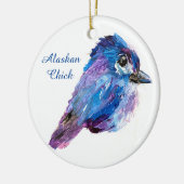 Alaskan Chick-keramisch ornament met QR_no-deksel (Links)