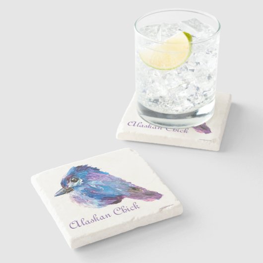 Alaskan Chick marmer onderzetter (Zijkant)