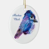 Alaskan Chick-ronde keramisch ornament_QR Keramisch Ornament (Rechts)