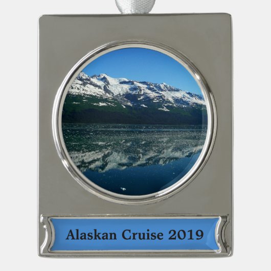 Alaskan Coastline Beauful Natuur Verzilverd Banner Ornament (Voorkant)