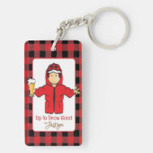 Alaskan Cruise Mannelijke Cartoon Funny Snow Gezeg Sleutelhanger (achterkant)