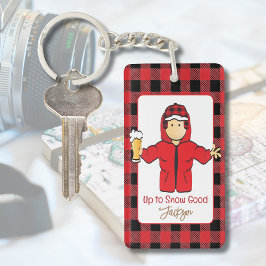 Alaskan Cruise Mannelijke Cartoon Funny Snow Gezeg Sleutelhanger