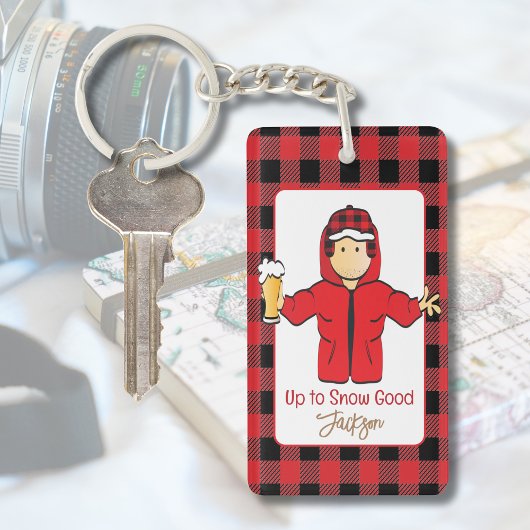 Alaskan Cruise Mannelijke Cartoon Funny Snow Gezeg Sleutelhanger