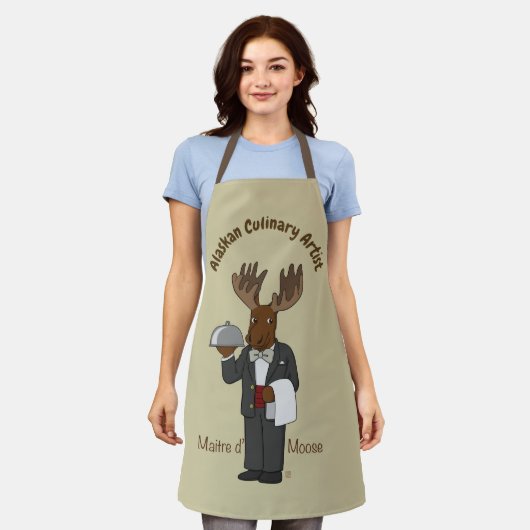 Alaskan Culinaire Kunstenaars Maitre d'Moose Apron Schort (Gedragen)