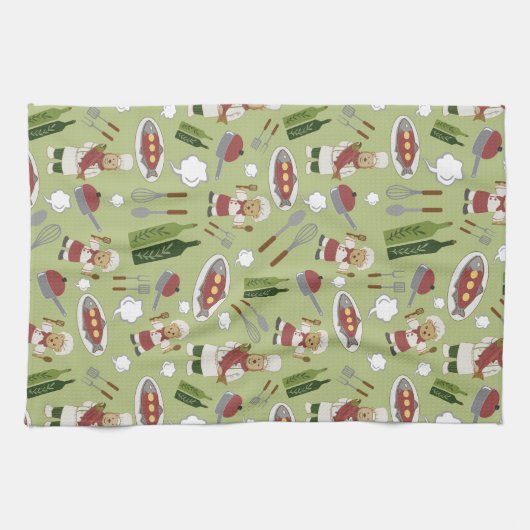 Alaskan Culinal Grizzly Green Kitchen Towels Theedoek (Horizontaal)