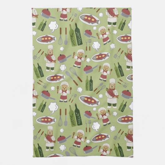 Alaskan Culinal Grizzly Green Kitchen Towels Theedoek (Verticaal)