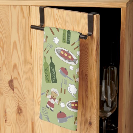 Alaskan Culinal Grizzly Green Kitchen Towels Theedoek (Derde Gevouwen)