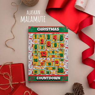 Alaskan Dog Countdown Kerst Adventkalender Feestdagenkaart