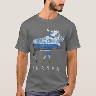 Alaskan eland met meerlandsouvenirmeisje t-shirt