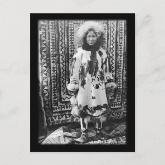 Alaskan Eskimo-meisje in traditionele bontkleding Briefkaart (Voorkant)