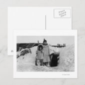 Alaskan Eskimos buiten hun huisfoto Briefkaart (Voorkant / Achterkant)
