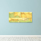 Alaskan Excursion Steam RoutePanoramic Map Canvas Afdruk (Insitu (Houten vloer))