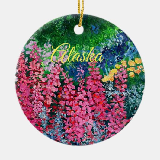 Alaskan Fireweed Ornament_ALASKA eCeramic Ornament (Voorkant)