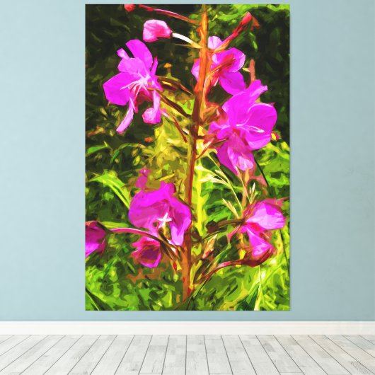Alaskan Fireweed Pink Wildflower Abstract Canvas Afdruk (Insitu (Houten vloer))