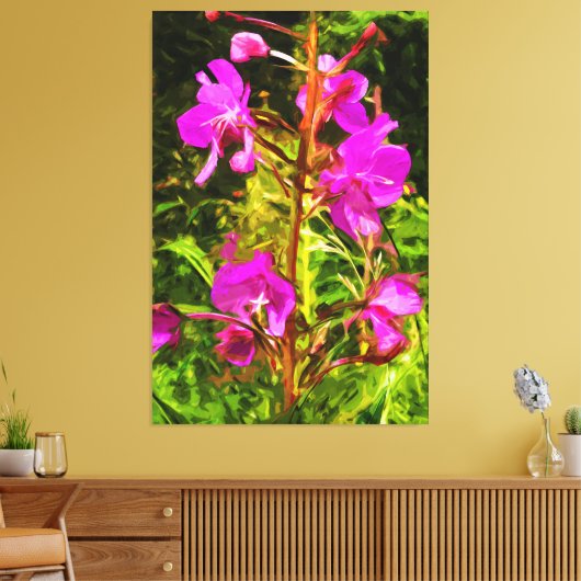 Alaskan Fireweed Pink Wildflower Abstract Canvas Afdruk (Insitu (Woonkamer))