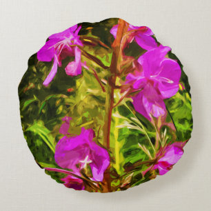 Alaskan Fireweed Pink Wildflower Abstract Rond Kussen