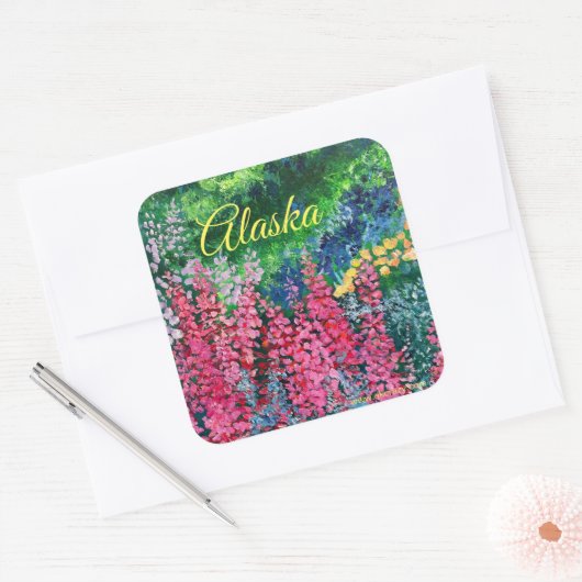 Alaskan Fireweed Square Sticker (Envelop)