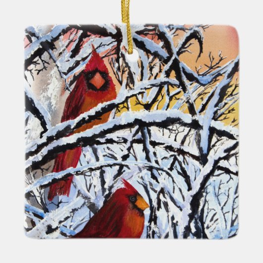 Alaskan Frozen Cardinals Holiday Ornament (Voorkant)