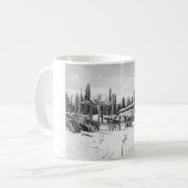 Alaskan Geleide honden die buiten een Logcabine st Koffiemok (Voorkant links)