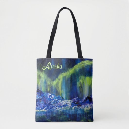 Alaskan Glacial Reflections & Borealis canvas tas (Voorkant)