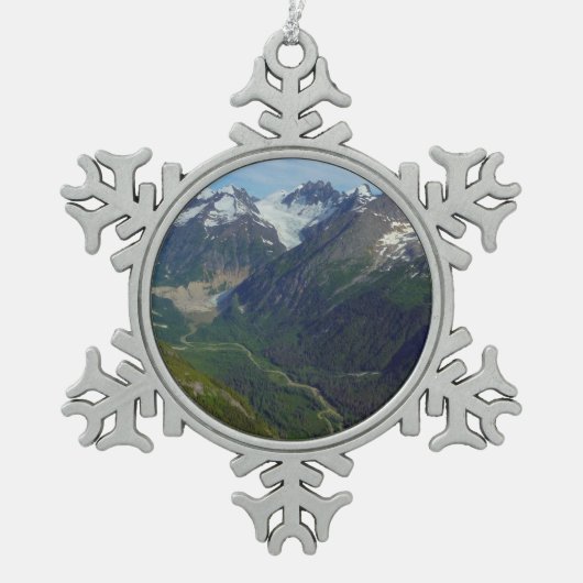 Alaskan Glacier-Carved Valley Tin Sneeuwvlok Ornament (Voorkant)