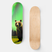 Alaskan Grizzly Beer en Green Aurora Borealis Persoonlijk Skateboard (Voorkant)