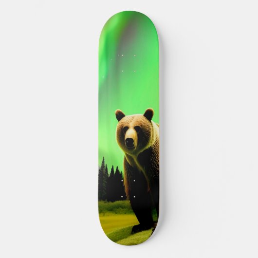 Alaskan Grizzly Beer en Green Aurora Borealis Persoonlijk Skateboard (Voorkant)