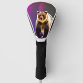 Alaskan Grizzly Beer en Roze Aurora Borealis Golfheadcover (Voorkant)
