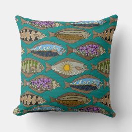 Alaskan halibut blauwgroen kussen