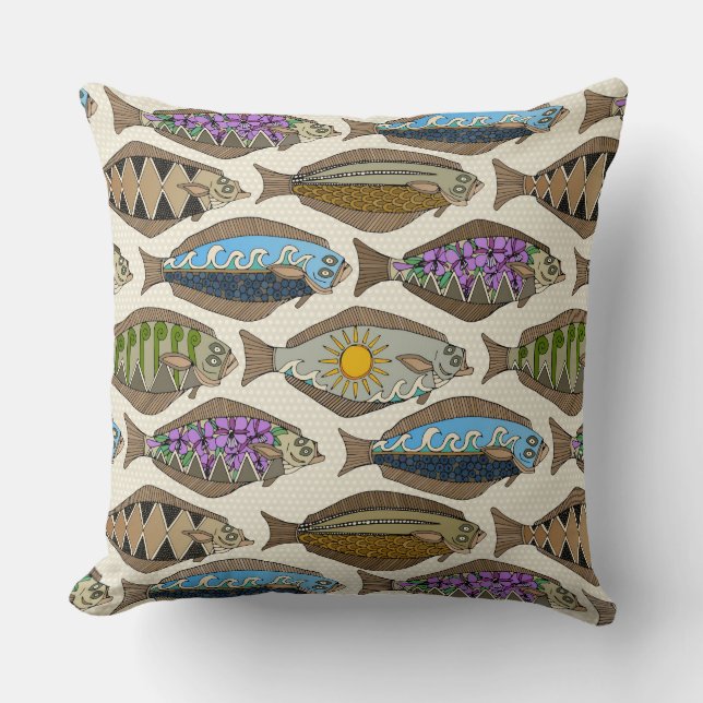 Alaskan halibut parelhol kussen (Voorkant)