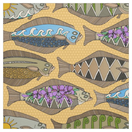 Alaskan halibut sungold stof (Swatch)