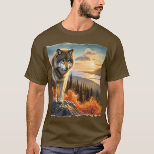 Alaskan Houtwolf Herfst Seizoen Mannen T-shirt (Voorkant)