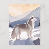 Alaskan Husky | Dog Mountain Aquarel Briefkaart (Voorkant)
